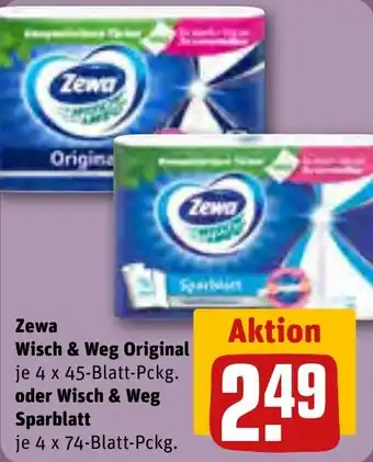 REWE Zewa Wisch & Weg Original 4 x 45-Blatt-Pckg. oder Wisch & Weg Sparblatt 4 x 74-Blatt-Pckg. Angebot