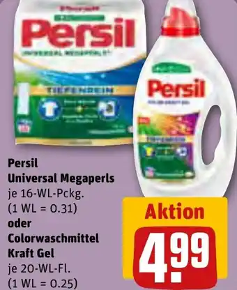 REWE Persil Universal Megaperls 16-WL-Pckg. oder Colorwaschmittel Kraft Gel 20-WL-Fl. Angebot