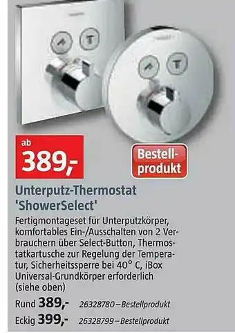 Bauhaus Unterputz-thermostat 'showerselect' Angebot