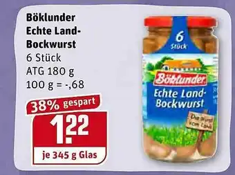 REWE Kaufpark Böklunder Echte Land-bockwurst Angebot