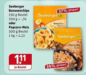 REWE Kaufpark Seeberger Bananenchips Oder Popcorn-mais Angebot