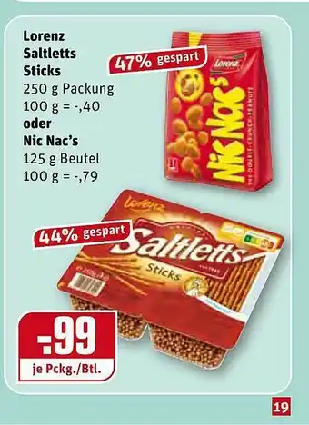 REWE Kaufpark Lorenz Saltletts Sticks Oder Nic Nac's Angebot