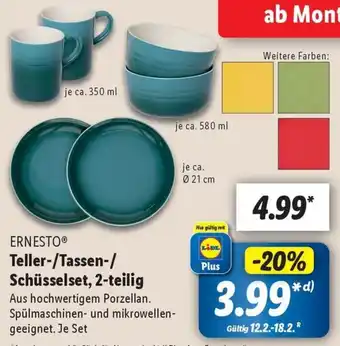 Lidl ERNESTO Teller/Tassen/ Schüsselset, 2-teilig Angebot