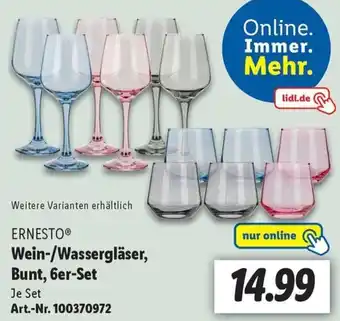 Lidl ERNESTO Wein/Wassergläser, Bunt, 6er-Set Angebot