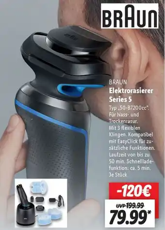 Lidl BRAUN Elektrorasierer Series 5 ,,50-B7200cc" Angebot