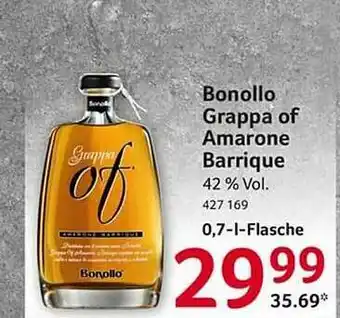 Selgros Bonollo Grappa Of Amarone Barrique Angebot