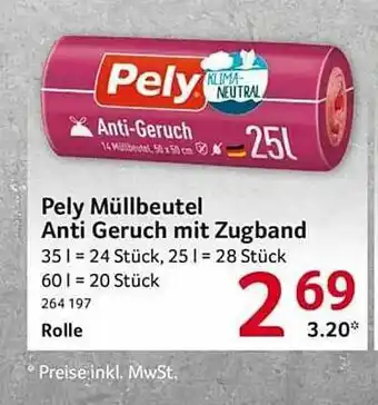 Selgros Pely Müllbeutel Anti Geruch Mit Zugband Angebot