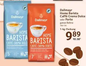 Selgros Dallmayr Home Barista Caffè Crema Dolce oder Forte ganze Bohne 1-kg-Packung Angebot