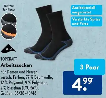 Aldi Süd TOPCRAFT Arbeitssocken 3 Paar Angebot