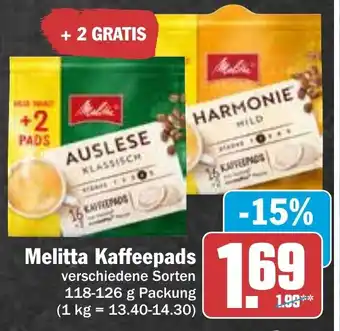 AEZ Melitta Kaffeepads 118-126g Packung Angebot