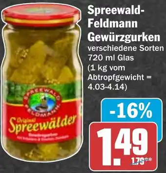 AEZ Spreewald-Feldmann Gewürzgurken 720ml Angebot