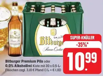 SBK Bitburger Premium Pils oder 0,0% Alkoholfrei Kiste mit 20 x 0,5-L-Flaschen Angebot