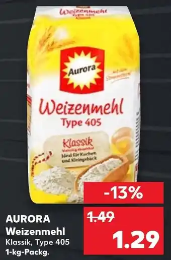 Kaufland AURORA Weizenmehl Klassik, Type 405 1-kg-Packg. Angebot