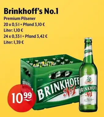 Trink und Spare Brinkhoff's No.1 Premium Pilsener 20*500/24*330ml Angebot