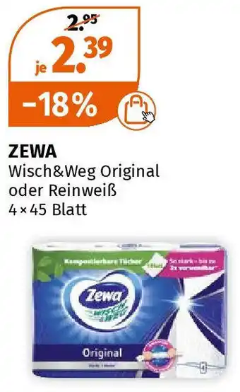 Müller ZEWA Wisch&Weg Original oder Reinweiß 4 x 45 Blatt Angebot