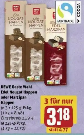 REWE REWE Beste Wahl Edel Nougat Happen oder Marzipan Happen 125 g Pckg Angebot