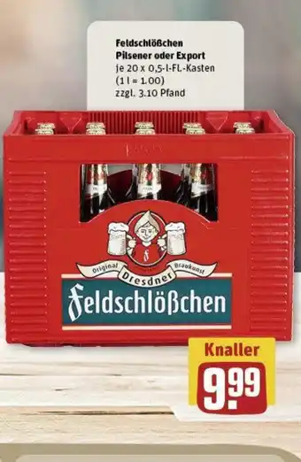 REWE Feldschlößchen Pilsener oder Export 20 x0,5 Fl Angebot