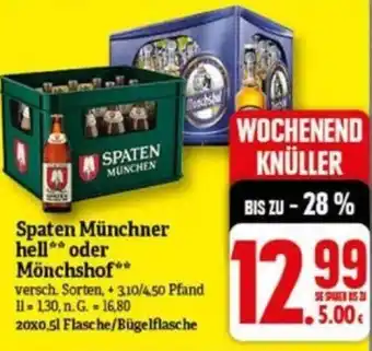 NP Discount Spaten Münchner hell oder Mönchshof 20*500ml Angebot