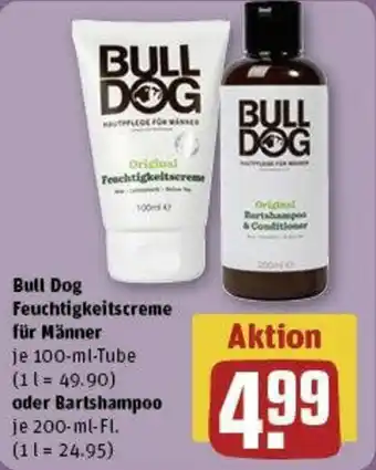 REWE Bull Dog Feuchtigkeitscreme für Männer oder Bartshampoo je 200-ml-Fl. Angebot