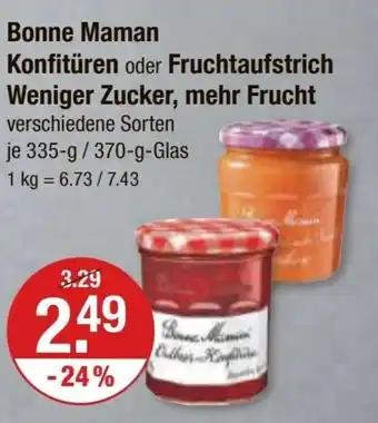 V Markt Bonne Maman Konfitüren oder Fruchtaufstrich Weniger Zucker, mehr Frucht verschiedene Sorten je 335-g/370-g-Glas Angebot