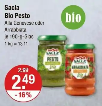 V Markt Sacla Bio Pesto Alla Genovese oder Arrabbiata je 190-g-Glas Angebot