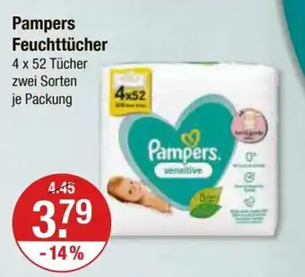 V Markt Pampers Feuchttücher 4 x 52 Tücher zwei Sorten Angebot