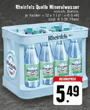 Edeka Rheinfels Quelle Mineralwasser 12 x 1 l Angebot