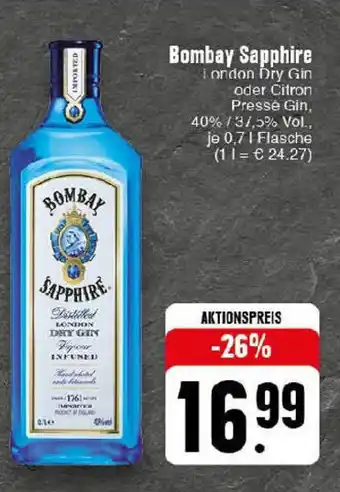 Edeka Bombay Sapphire 0,7 l Flasche Angebot