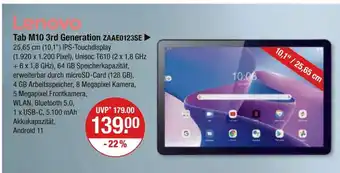 V Markt Lenovo Tab M10 3rd Generation ZAAE0123SE Angebot