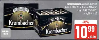 Edeka Krombacher, 24 x 0,33/20 x 0,5 L / Abholpr. Angebot