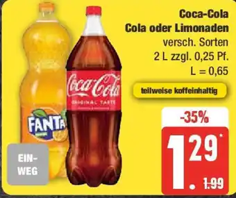 Edeka Coca-Cola Cola oder Limonaden 2 l Angebot