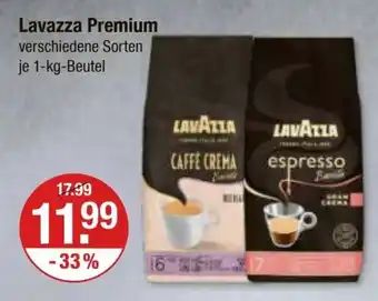 V Markt Lavazza Premium verschiedene Sorten je 1-kg-Beutel Angebot