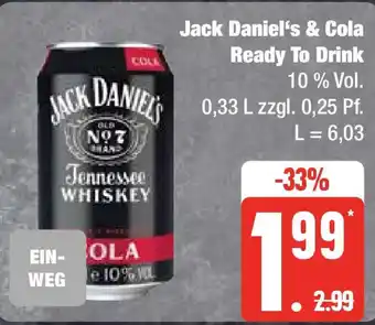 Edeka Jack Daniel's & Cola Ready To Drink 0,33 l Angebot