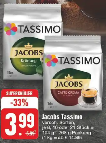 Edeka Jacobs Tassimo 104-268 g Packung Angebot