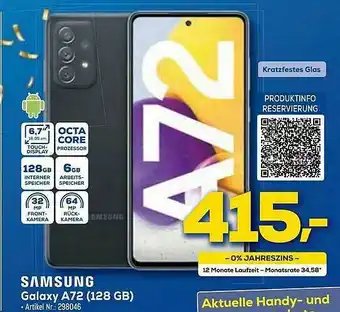 Euronics Berlet Samsung Galaxy A72 Angebot