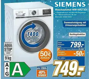 Expert Klein Siemens Waschautomat Wm14vg73ex Angebot