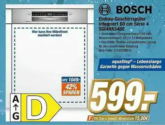 Expert Klein Bosch Einbau-geschirrspüler Integriert 60 Cm Serie 4 Sgi4has48e Angebot