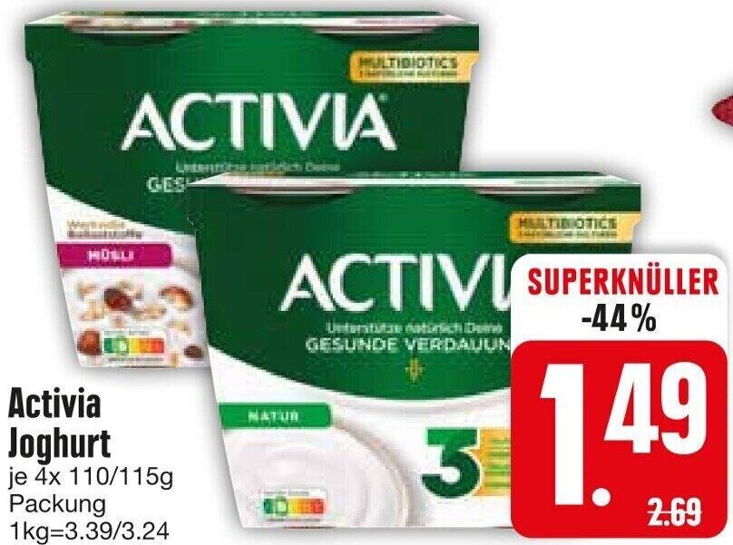 Activia Joghurt 4x 110/115g Packung Angebot bei Edeka