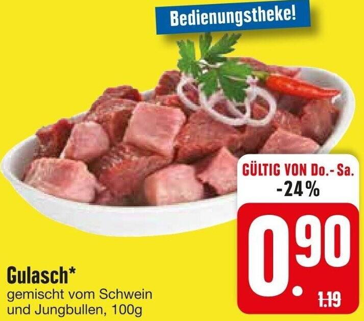 Gulasch 100 g Angebot bei Edeka