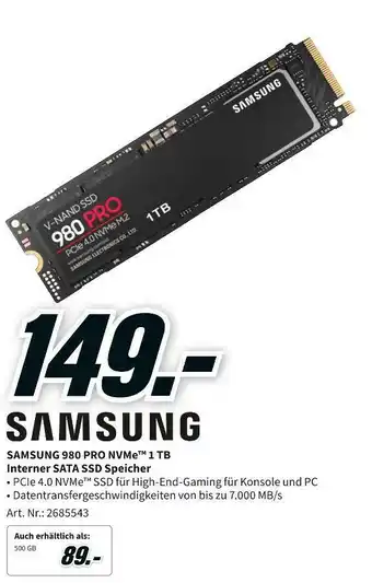 MediaMarkt Samsung interner sata ssd speicher Angebot