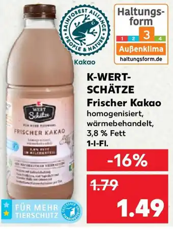 Kaufland K-WERTSCHÄTZE Frischer Kakao 1 L-Fl. Angebot