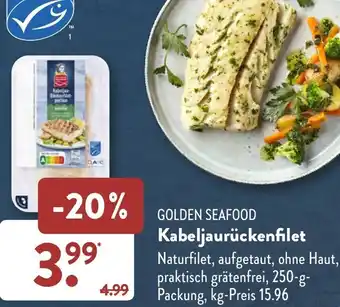 Aldi Süd GOLDEN SEAFOOD Kabeljaurückenfilet 250 g Packung Angebot