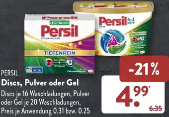 Aldi Süd PERSIL Discs, Pulver oder Gel 20 Waschladungen Angebot