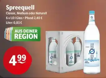 Getränke Hoffmann Spreequell Classic, Medium oder Naturell 6*1L Angebot