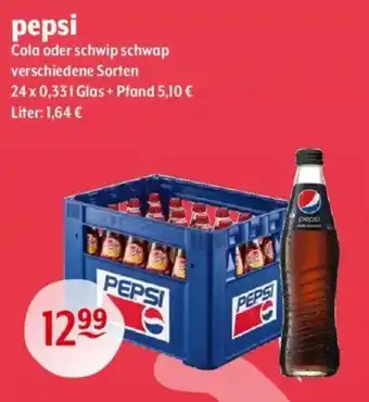 Getränke Hoffmann pepsi Cola oder schwip schwap verschiedene Sorten 24 x 0,33L Angebot