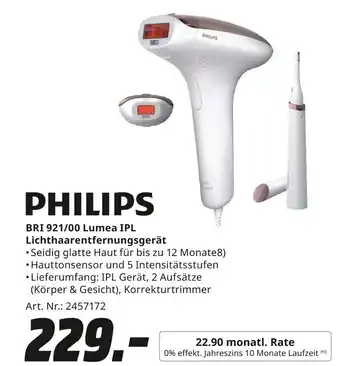 MediaMarkt PHILIPS BRI 921/00 Lumea IPL Lichthaarentfernungsgerät Angebot