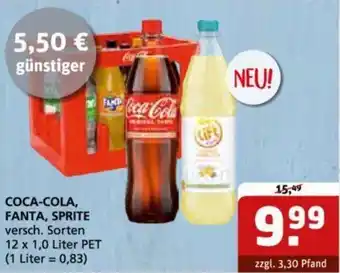 Getränke Quelle COCA-COLA, FANTA, SPRITE 12 x 1,0 Liter PET Angebot