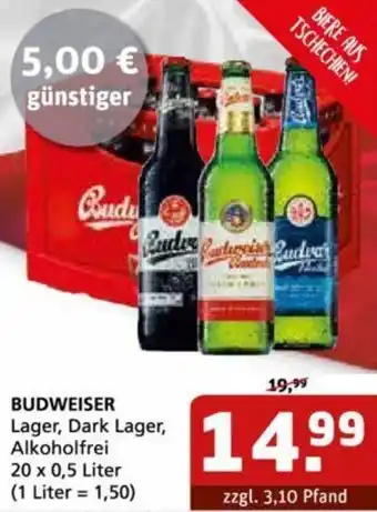 Getränke Quelle BUDWEISER Lager, Dark Lager, Alkoholfrei 20 x 0,5 Liter Angebot