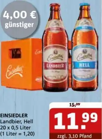 Getränke Quelle EINSIEDLER Landbier, Hell 20 x 0,5 Liter Angebot