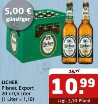 Getränke Quelle LICHER Pilsner, Export 20 x 0,5 Liter Angebot